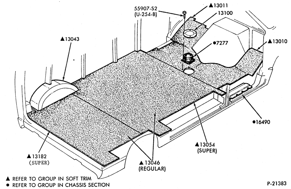 Схема TRIM-Interior trim (floor mats) - one piece design-E150/350
