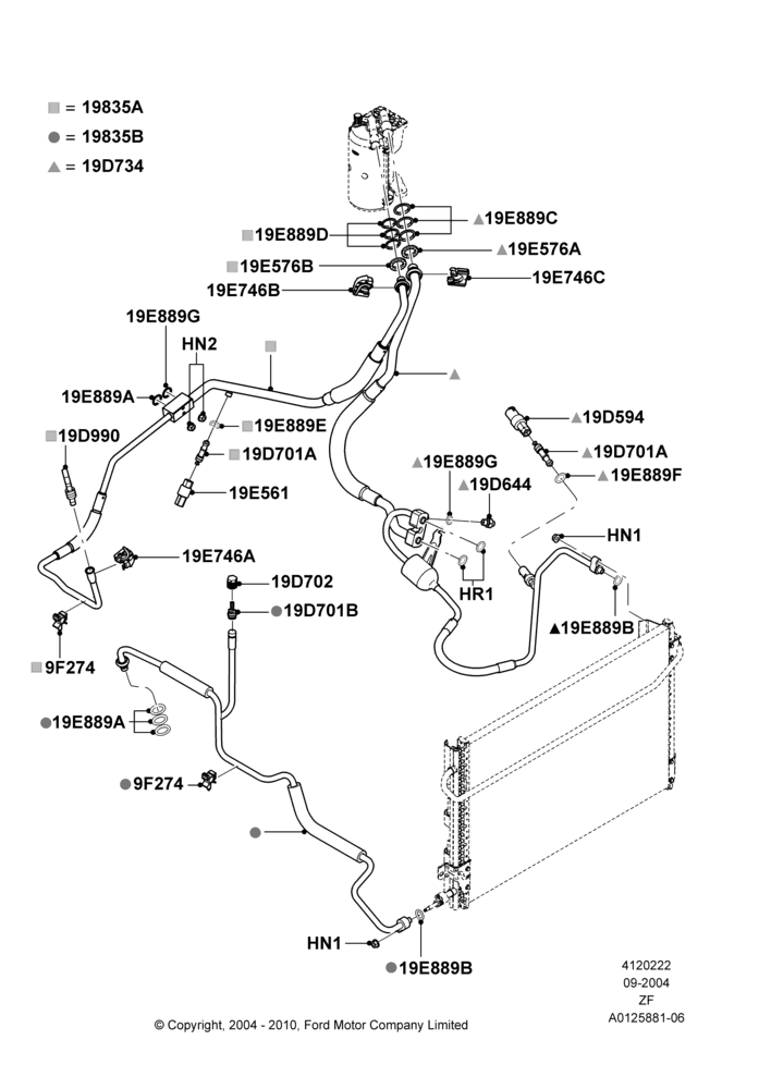 Схема Система кондиционирования, 4.0L V6 12V SOHC EFI; 07.09.2004–26.02.2009