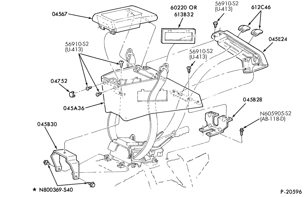 Схема INSTRUMENT PANEL AND FLOOR-w/o arm rest