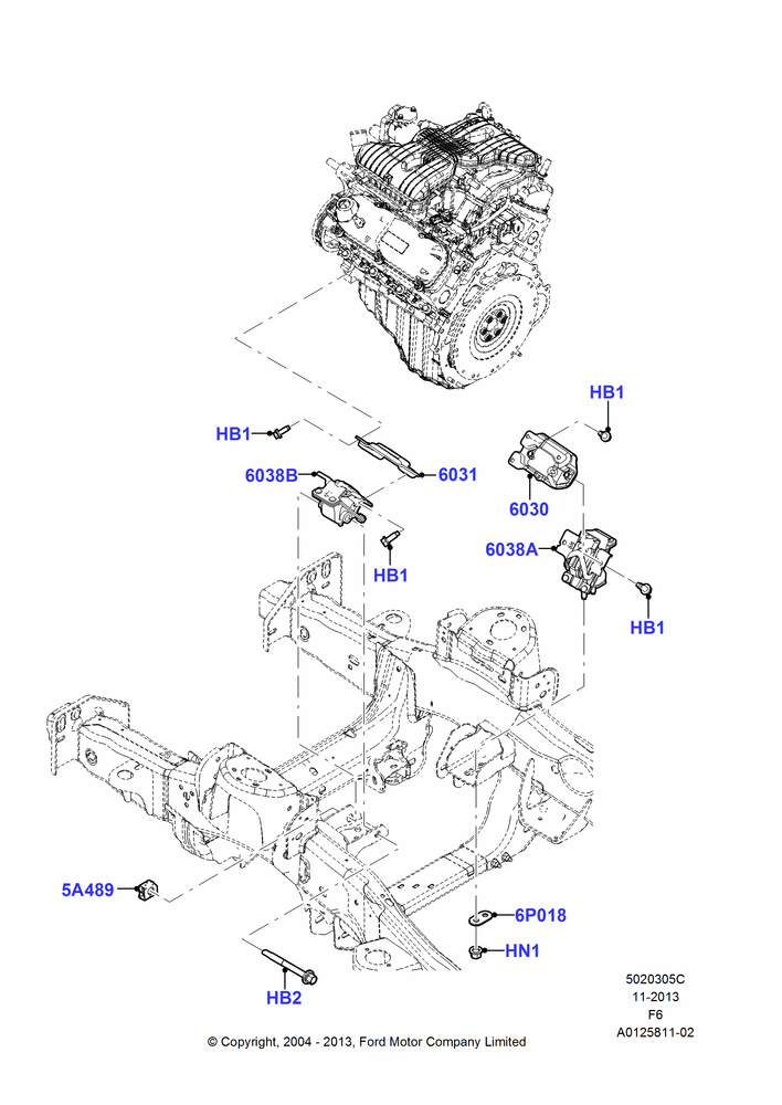 Схема Опоры двигателя, 4.2L V6 12v OHV EFI; 23.08.2004–18.08.2008