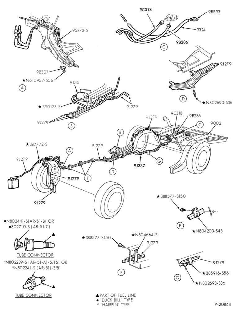 Схема 8 CYL. 5.0L (302 C.I.D.)-Fuel system- w/E.F.I. - line installation