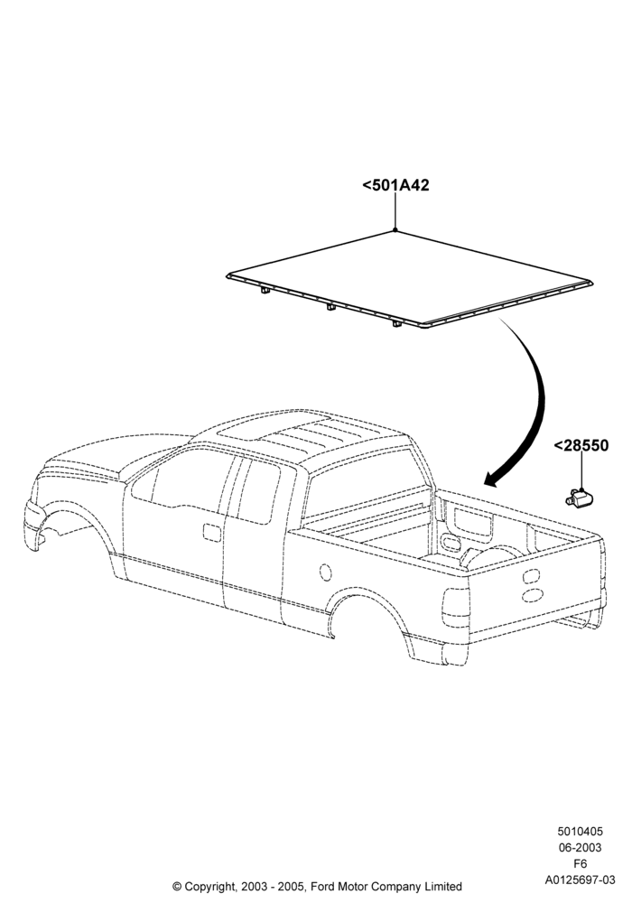 Схема Кузов пикапа и тент, Ford 150 Series, Accessory, Replacement Side Rail End Cap, Soft Tonneau Cover; 02.06.2003–18.08.2008
