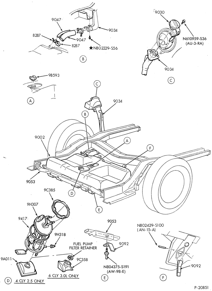 Схема 6 CYL. 3.0L-Fuel system - tank installation