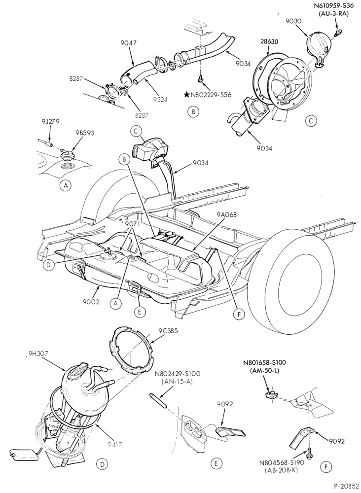 Схема MANIFOLDS, THERMOSTATS & EMISSION PARTS-Fuel system - tank installation