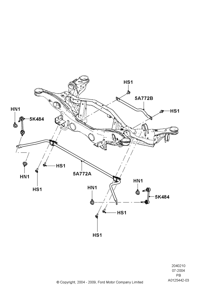 Схема Задняя поперечина и стабилизатор; 12.07.2004–15.06.2009