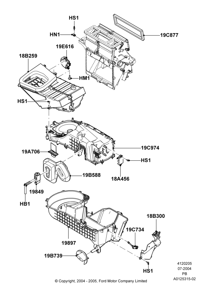 Схема Климат — наружные компоненты, Manual Air Conditioning; 12.07.2004–04.06.2007