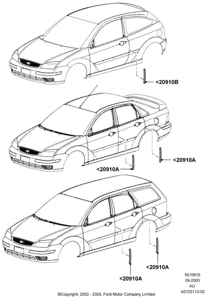 Схема Молдинги кузова, Accessory, Accessory Door Edge Guards; 04.09.2003–05.04.2004