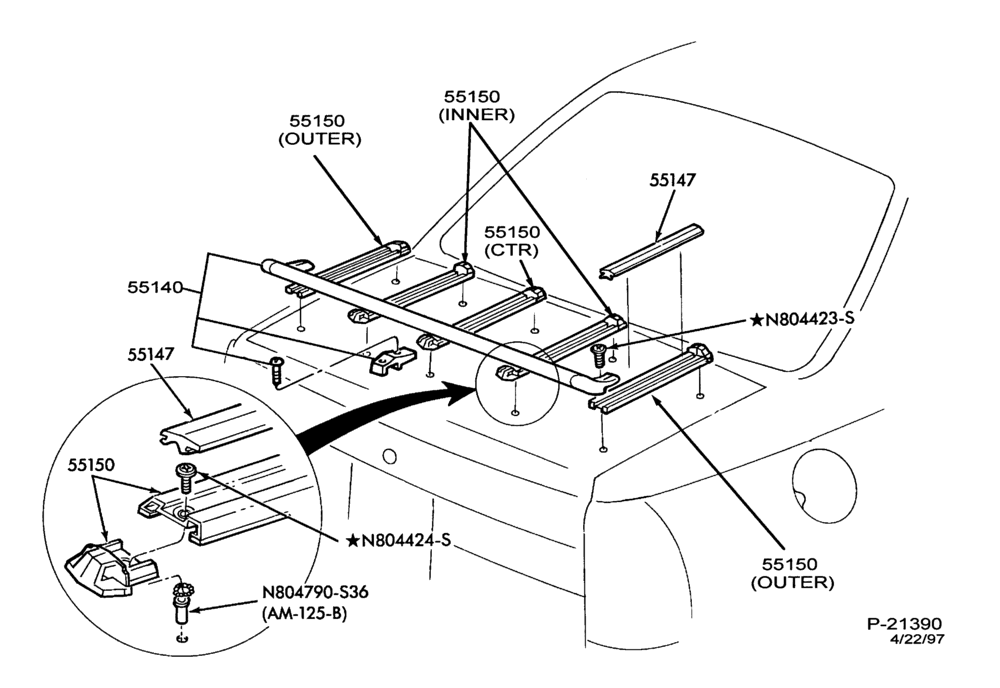 Схема ROOF-Luggage carrier (luggage compartment mounted) - "From 12/87"