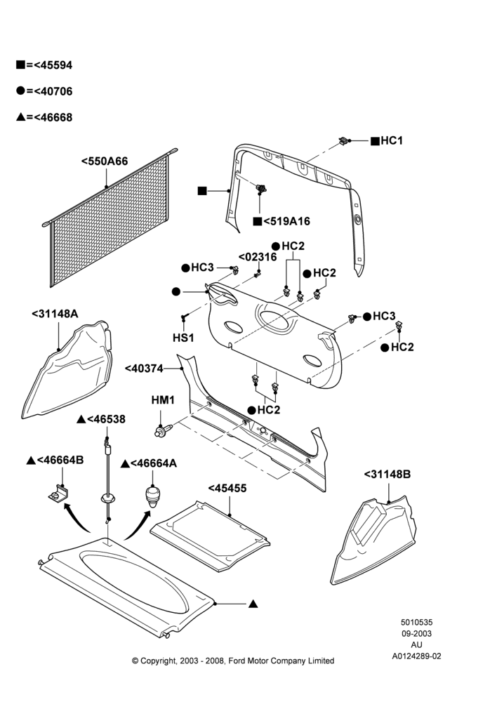 Схема Load Compartment Trim, 3/5 Door Sedan, SVT Package; 04.09.2003–05.04.2004