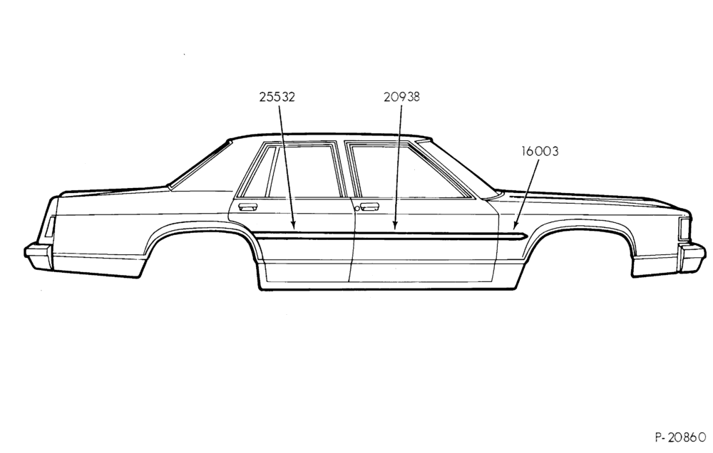 Схема BODY SIDE MOULDING - PRESSURE SENSITIVE - BODY TYPE 54
