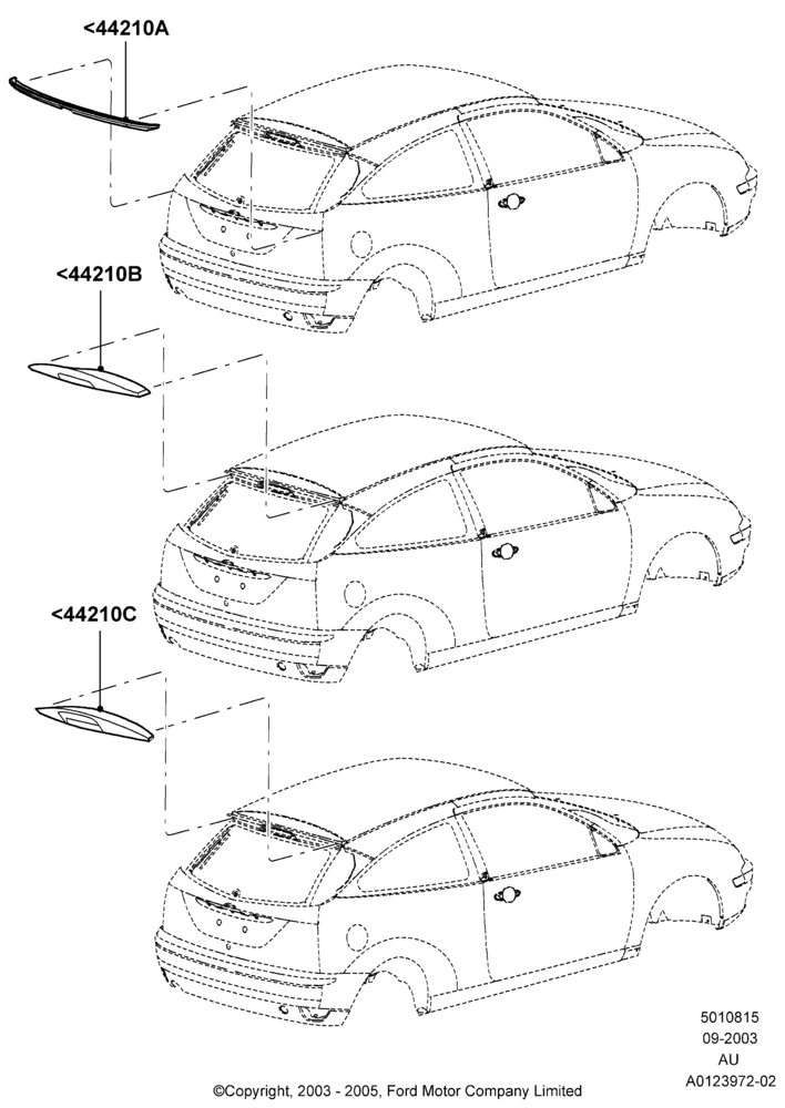 Схема Спойлер и детали, 3/5 Door Sedan, Accessory; 04.09.2003–27.08.2007