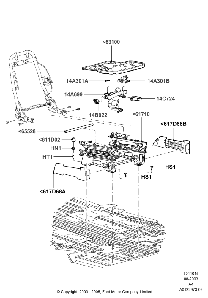 Схема Основание переднего сиденья, With Pass 6 Way Power Seat Adjuster, Passenger Seat; 25.08.2003–02.01.2007