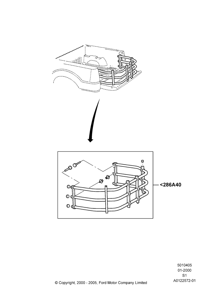 Схема Кузов пикапа и тент, Accessory, Pick Up Box Extender; 31.01.2000–30.06.2005