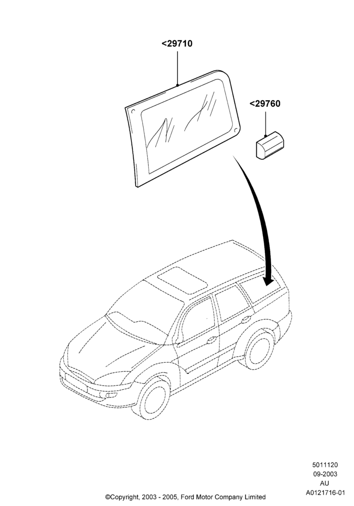 Схема Quarter Windows, 4 Door Wagon; 04.09.2003–27.08.2007