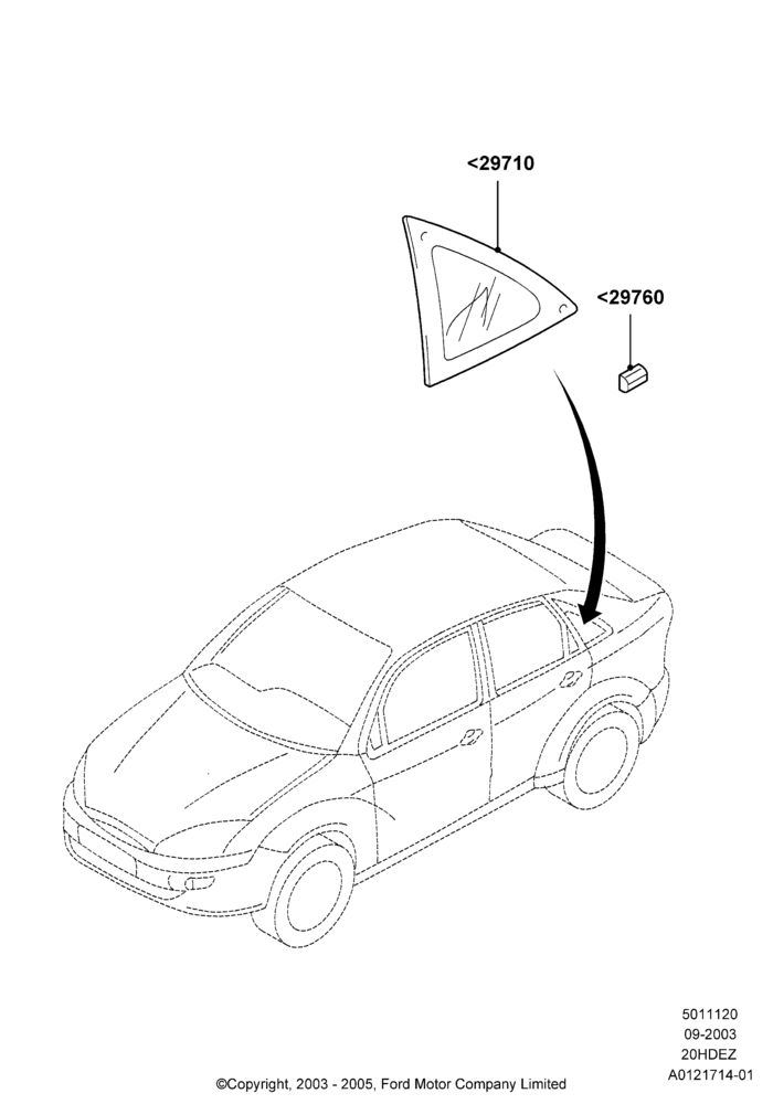 Схема Quarter Windows, 4 Door Sedan; 04.09.2003–27.08.2007