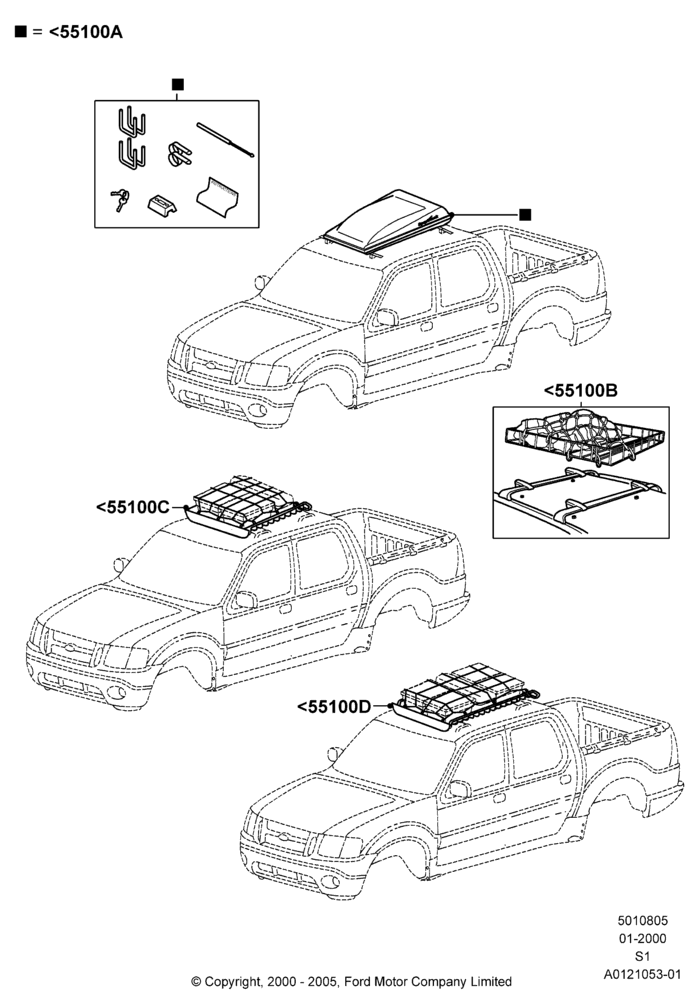 Схема Багажники на крышу, Accessory, For 'LoadWarrior' Basket, 'LoadWarrior' Basket Extension And Luggage/Cargo Basket; 31.01.2000–30.06.2005