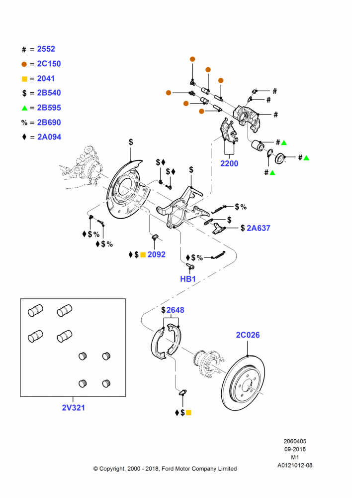 Схема Задние тормозные диски и суппорты, With 4 Wheel Disc-Brake; 22.12.2003–01.05.2006