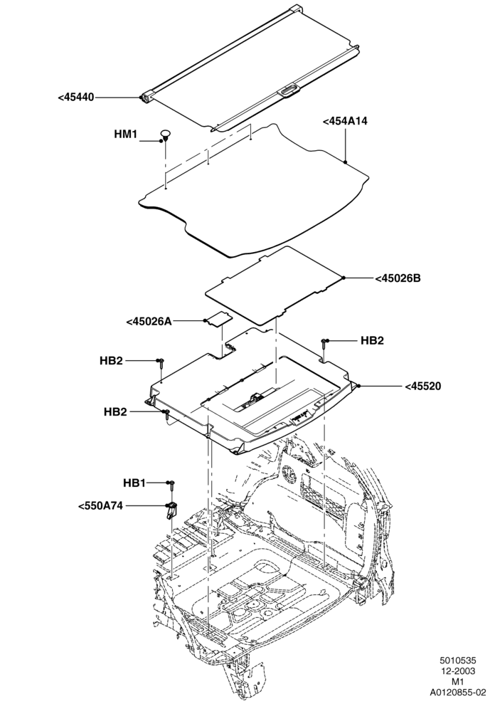 Схема Load Compartment Trim, Less Cargo Convenience Package, Production Installed; 22.12.2003–01.05.2006