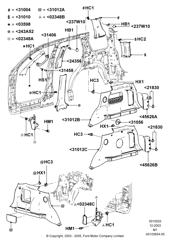 Схема Боковая отделка, Ford Series; 22.12.2003–01.05.2006