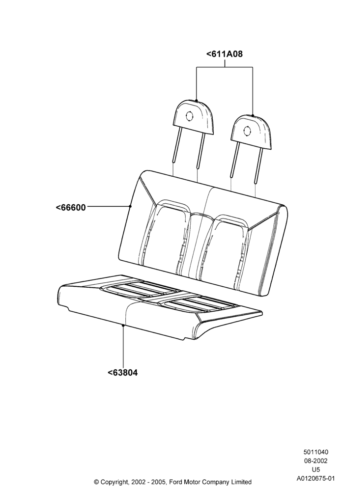 Схема Rear Seat Covers, All Third Row Seating; 19.08.2002–19.07.2005