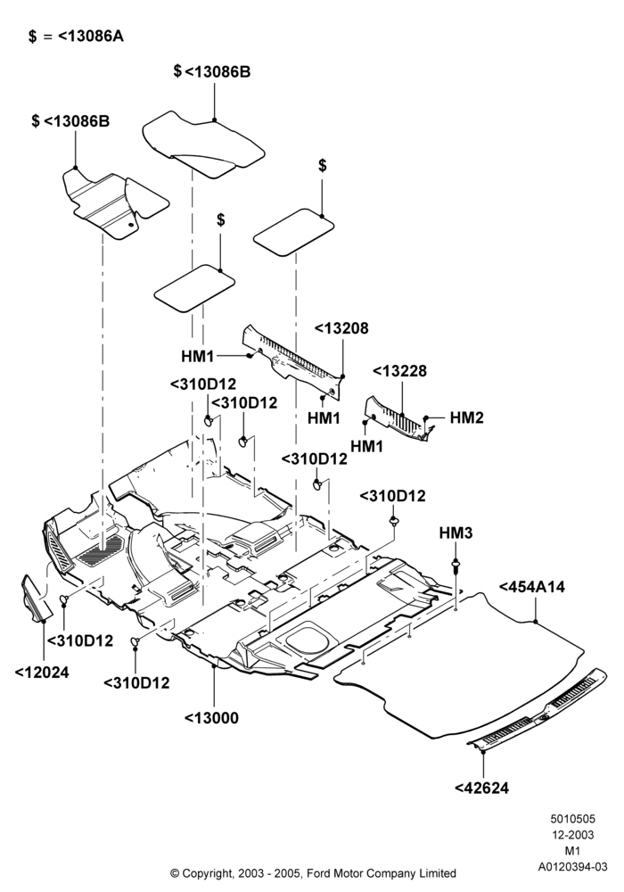 Схема Отделка пола, Ford Series, Production Installed; 22.12.2003–01.05.2006