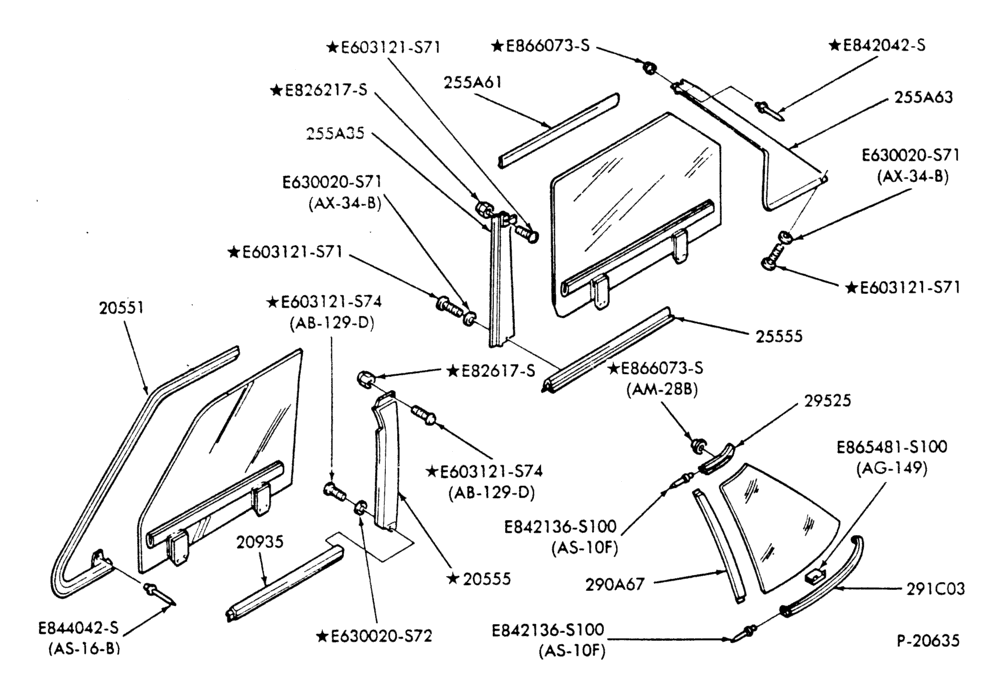 Схема WINDOW FRAME, BELT AND QUARTER WINDOW