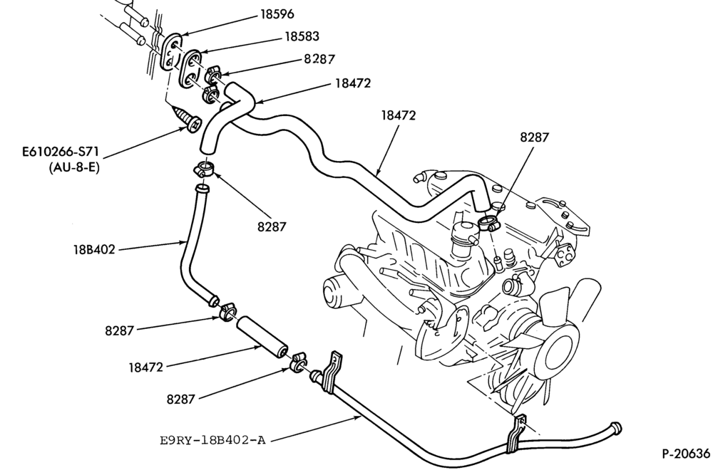 Схема AIR CONDITIONER-Heater hose installation-6 cyl. 177 (2.9L)