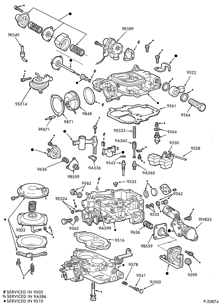 Схема 4 CYL. 2.0L (122 C.I.D.) AND 2.3L (140 C.I.D.)-GAS-W/O-R-Iasan 2 barrel