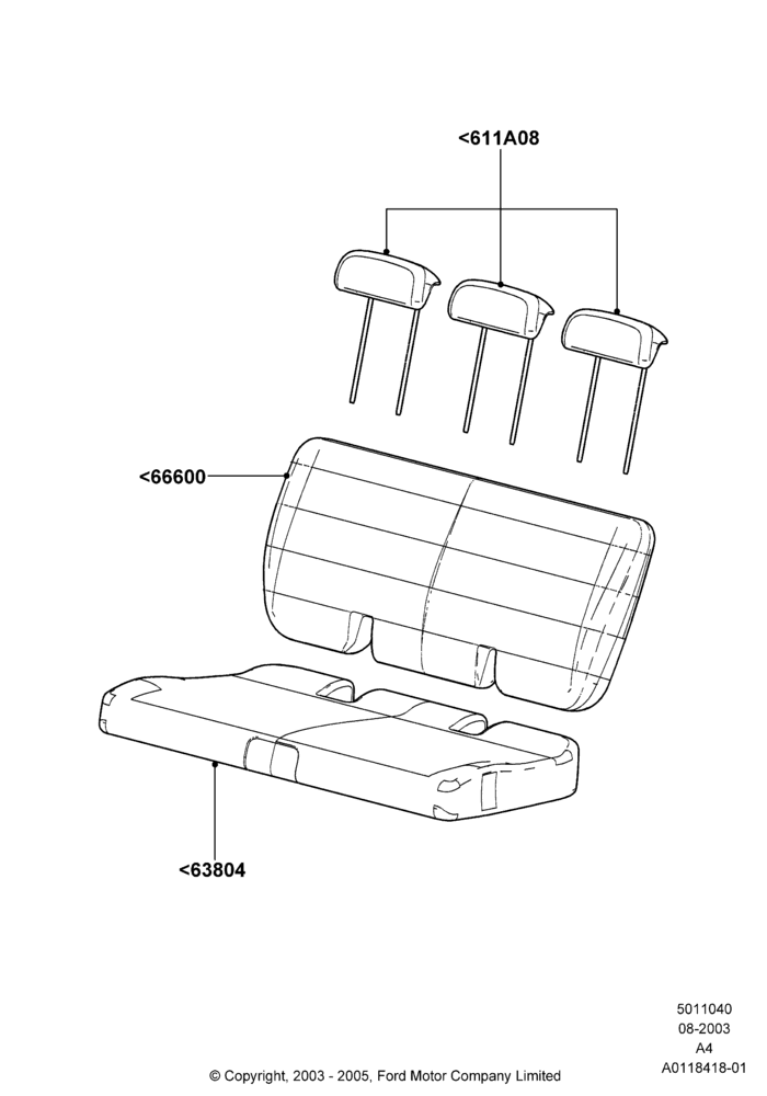 Схема Rear Seat Covers, All Third Row Seating; 25.08.2003–02.01.2007