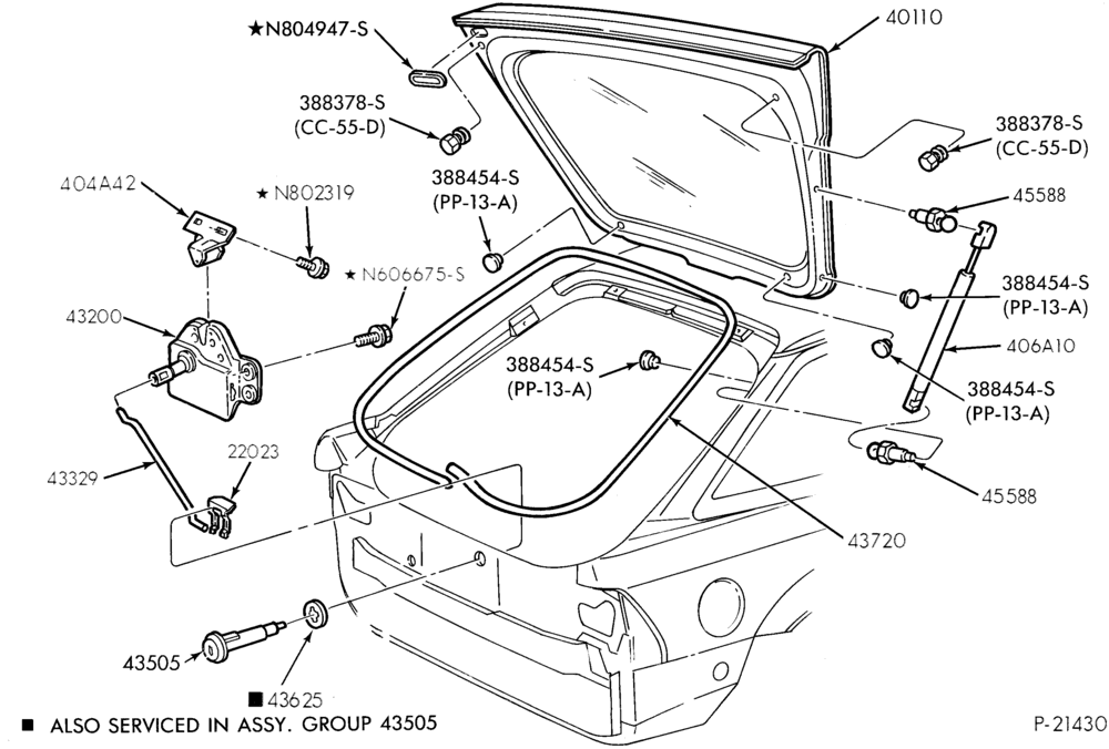 Схема LIFT/TAILGATE, LUGGAGE & BACK WINDOW-Liftgate parts - body types 58 & 61