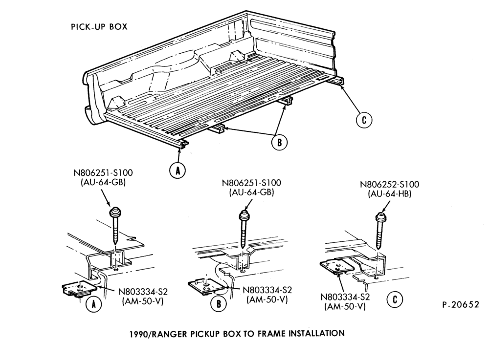 Схема SPRING, STABILIZERS, REAR SUSPENSION-Pickup box to frame installation - with metal pickup box-R