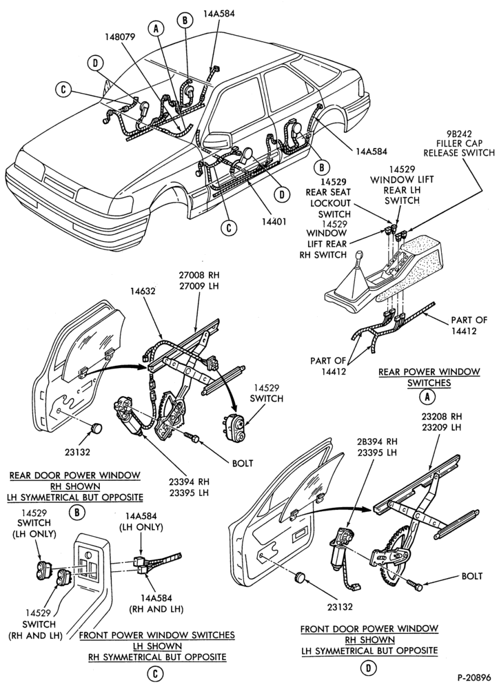 Схема ELECTRICAL SYSTEMS-Power window controls and regulator