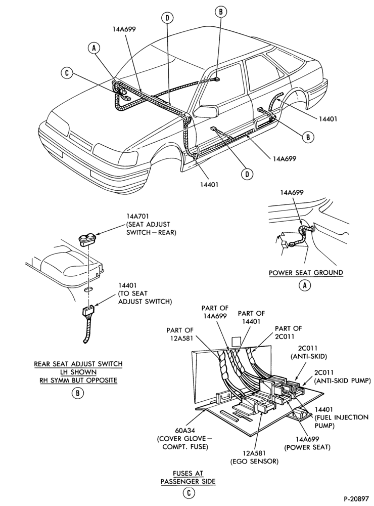 Схема ELECTRICAL SYSTEMS-Power seat controls & wiring- Page-A