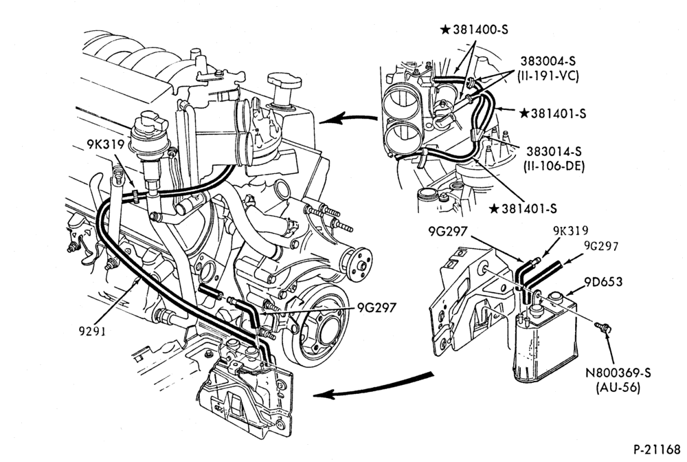Схема 8 CYL. 5.8L (351 C.I.D.)-W-GAS-F150/250 and U150-under 8500# G.V.W.