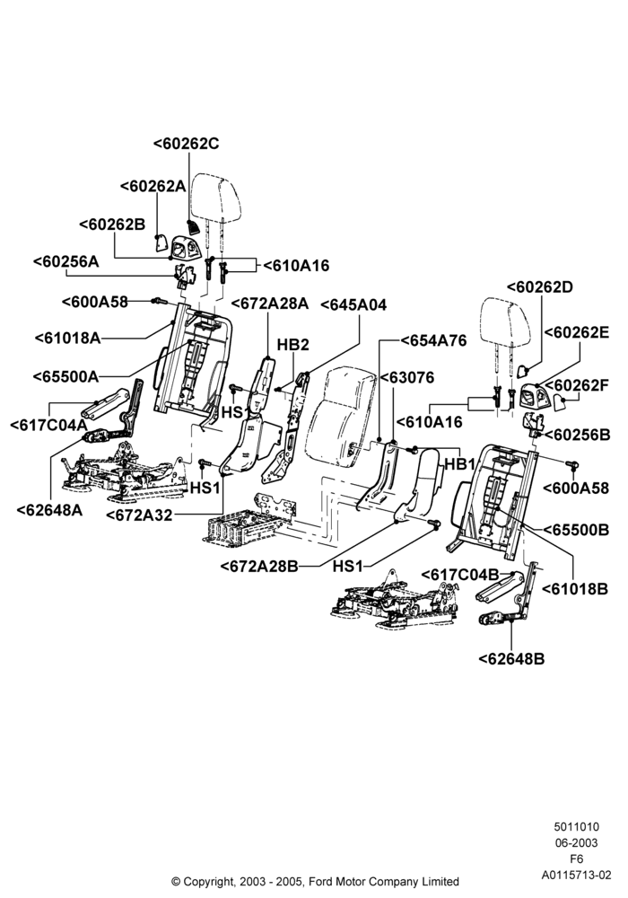 Схема Спинка переднего сиденья, Super Cab, With 40/20/40 Split Bench Frnt Seat, With Sport 40/20/40 Front Seat; 02.06.2003–23.08.2004