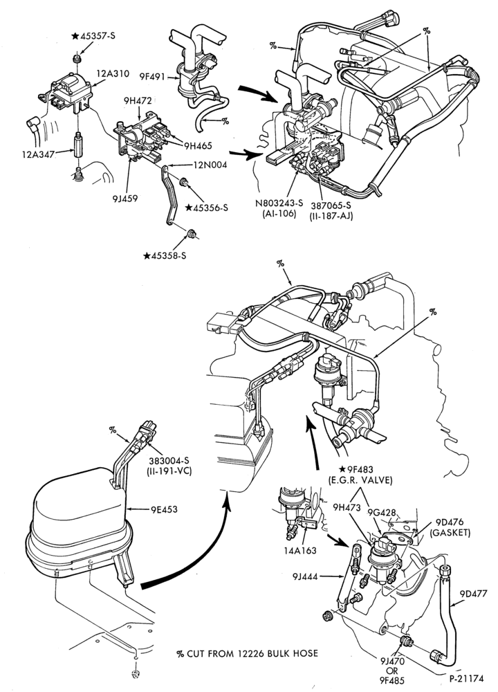 Схема 8 CYL. 5.8L (351 C.I.D.)-W-GAS-F250/350-over 8500# G.V.W. -exc. Can.-under 8500# G.V.W.