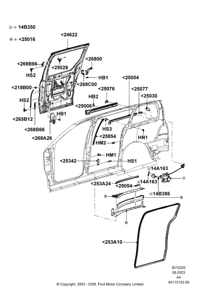 Схема Sliding Side Load Door; 25.08.2003–02.01.2007