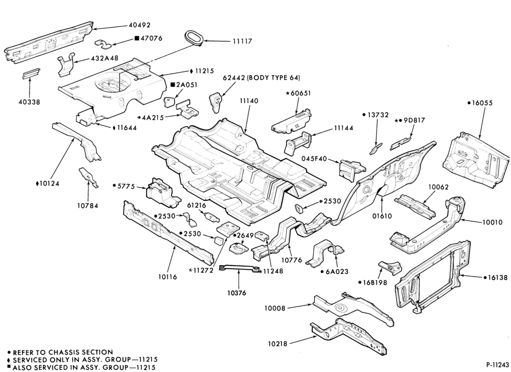 Схема SHEET METAL-62 and 64 - lower body