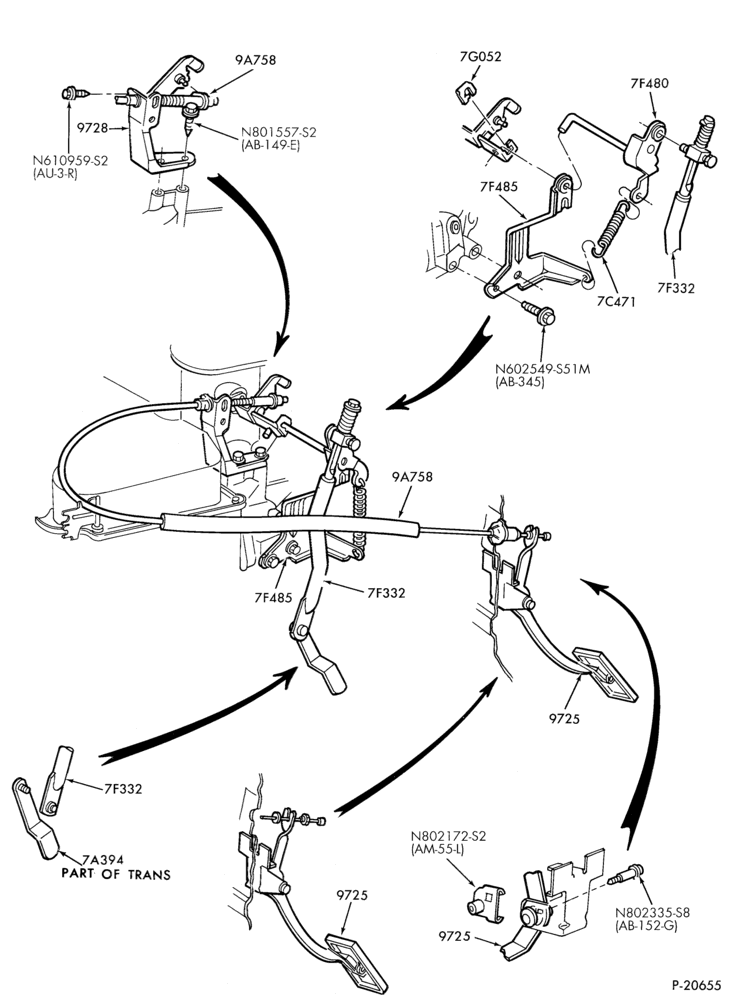 Схема 4 CYL. 1.9L (116 C.I.D.)-Accelerator linkage - C.F.I.- A/T