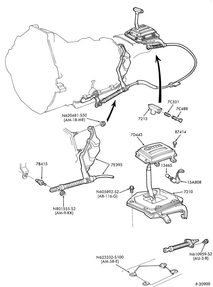 Схема AOT TYPE - EXTERNAL PARTS-EXTERNAL PARTS- shift mechanism - floor or console-F