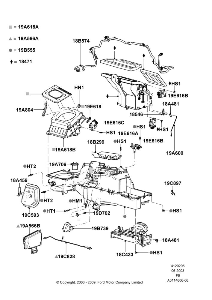 Схема Климат — наружные компоненты, Less Air Conditioning, Manual Air Conditioning; 02.06.2003–29.11.2004