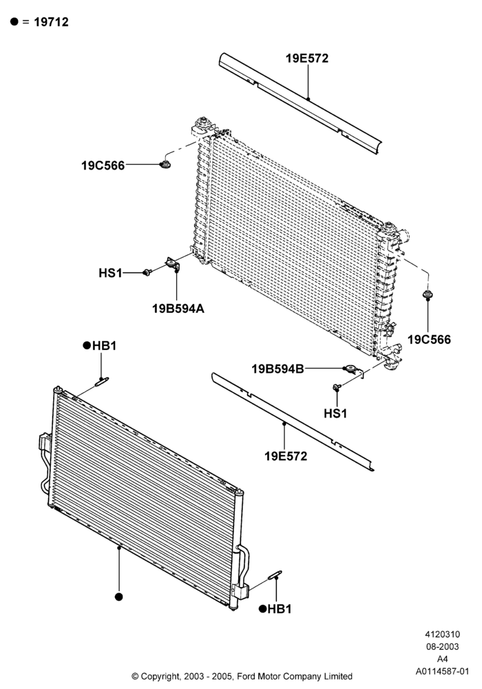Схема Конденсатор и компрессор кондиционера, Condenser Assy; 25.08.2003–02.01.2007