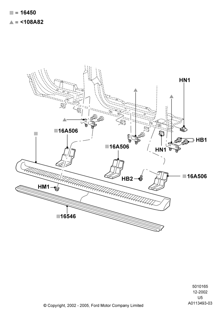 Схема Подножки, Ford Series, With Moulded Running Boards, XLT, Production Board; 02.12.2002–19.07.2005