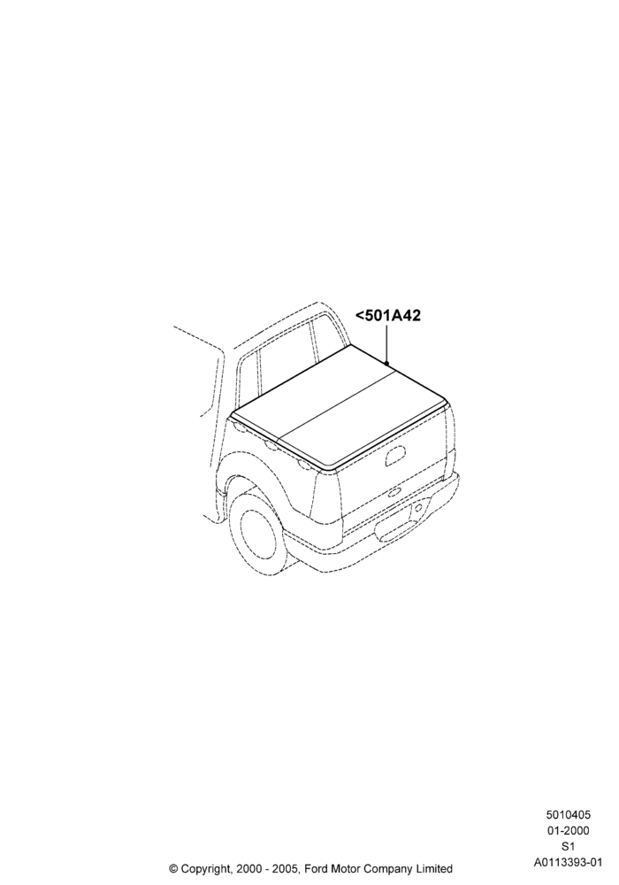 Схема Кузов пикапа и тент, Folding Hard Tonneau Cover, Accessory; 31.01.2000–30.06.2005