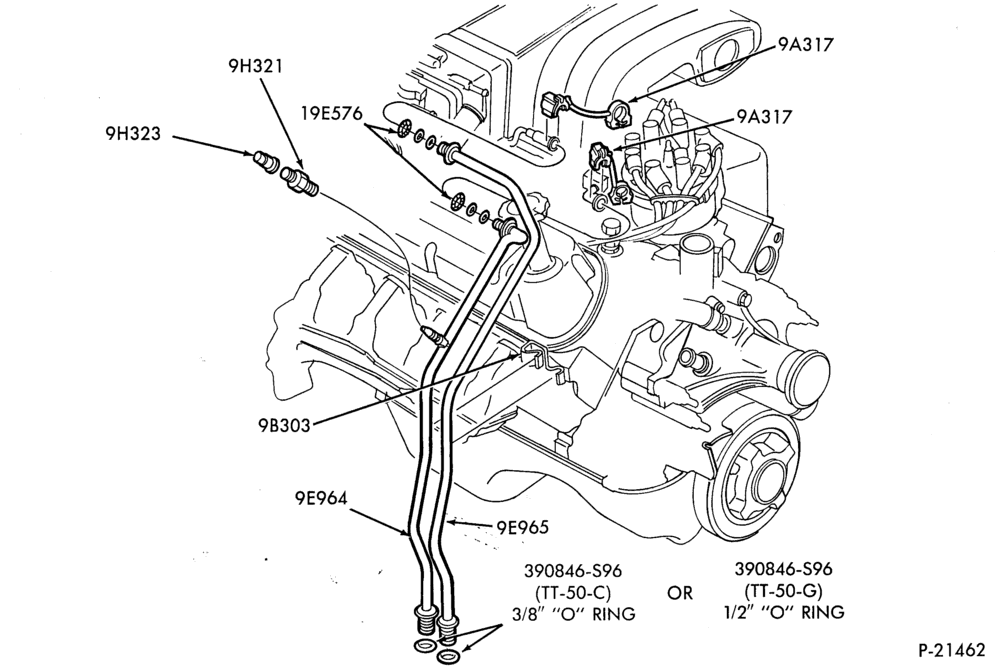 Схема 8 CYL. 5.0L (302 C.I.D.)-Fuel system - w/E.F.I.- engine mounted