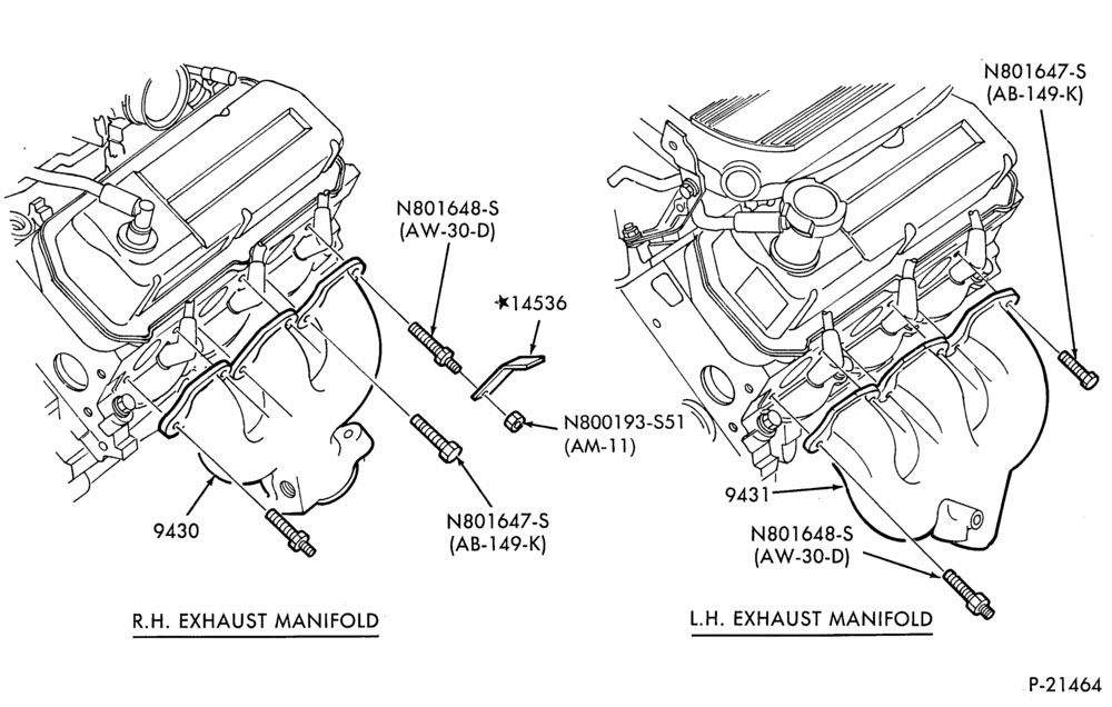 Схема 6 CYL. 3.8L (230 C.I.D.)-Exhaust manifold and related parts