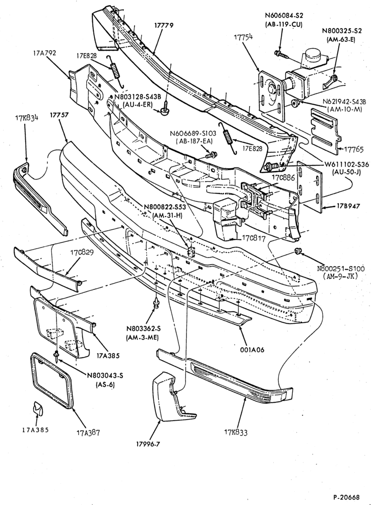 Схема SPEEDOMETER, BUMPERS, MIRRORS AND WIPERS-Bumper- front