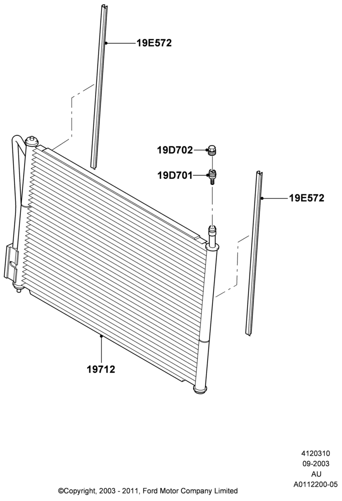 Схема Конденсатор и компрессор кондиционера, Condenser Assy; 04.09.2003–27.08.2007