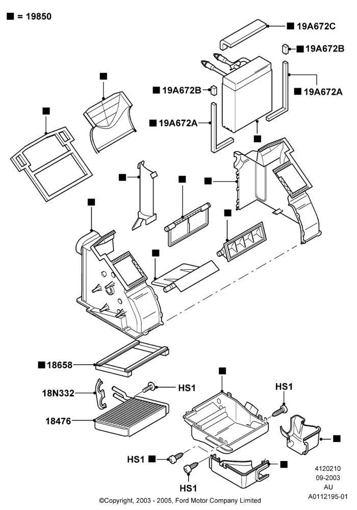Схема Климат — внутренние компоненты, With Air Conditioning; 04.09.2003–27.08.2007