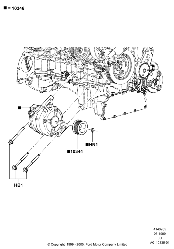 Схема Генератор и крепление, 3.0 V6 24V DOHC EFI Modular; 22.03.1999–18.11.2002